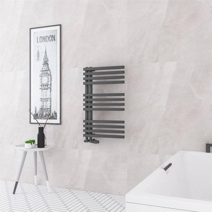 Eastbrook Reinbach Vertical Designer Straight Heated Towel Rail - Matt Anthracite