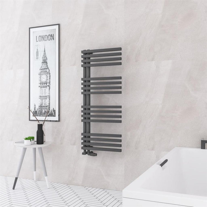Eastbrook Reinbach Vertical Designer Straight Heated Towel Rail - Matt Anthracite