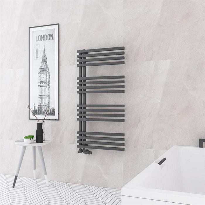 Eastbrook Reinbach Vertical Designer Straight Heated Towel Rail - Matt Anthracite