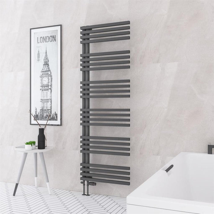 Eastbrook Reinbach Vertical Designer Straight Heated Towel Rail - Matt Anthracite