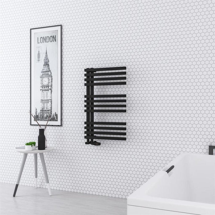 Eastbrook Reinbach Vertical Designer Straight Heated Towel Rail - Matt Black