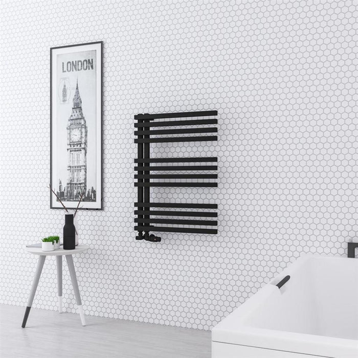 Eastbrook Reinbach Vertical Designer Straight Heated Towel Rail - Matt Black