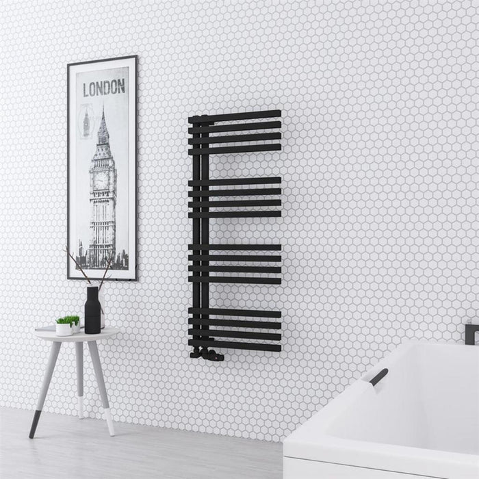Eastbrook Reinbach Vertical Designer Straight Heated Towel Rail - Matt Black