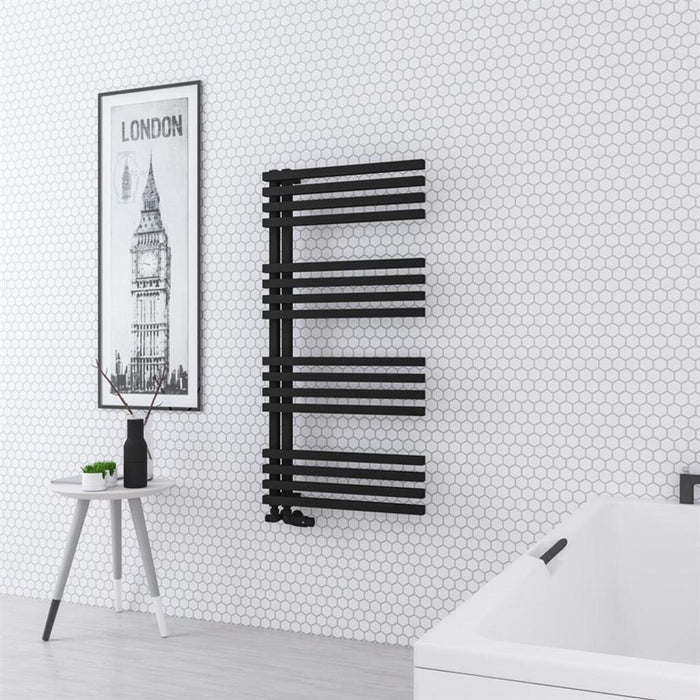 Eastbrook Reinbach Vertical Designer Straight Heated Towel Rail - Matt Black