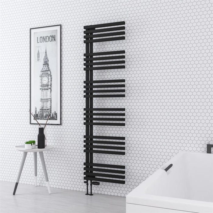 Eastbrook Reinbach Vertical Designer Straight Heated Towel Rail - Matt Black