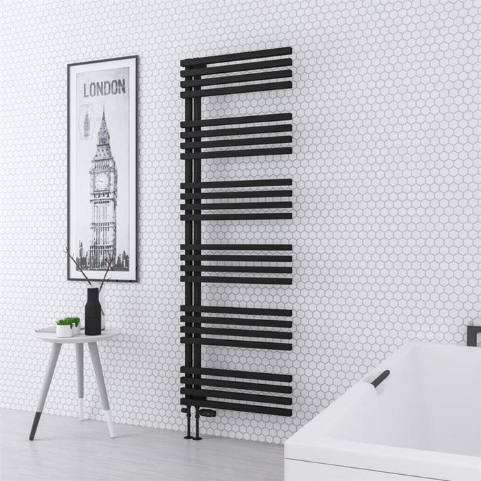 Eastbrook Reinbach Vertical Designer Straight Heated Towel Rail - Matt Black