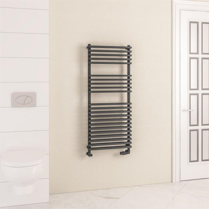 Eastbrook Rowsham Vertical Designer Heated Towel Rail - Matt Anthracite