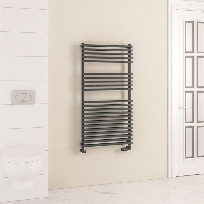 Eastbrook Rowsham Vertical Designer Heated Towel Rail - Matt Anthracite