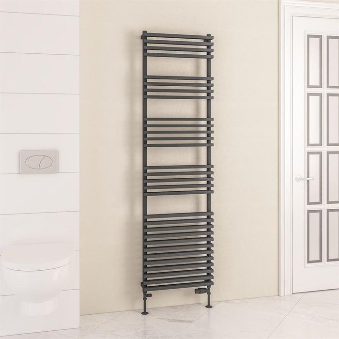 Eastbrook Rowsham Vertical Designer Heated Towel Rail - Matt Anthracite