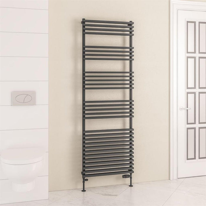 Eastbrook Rowsham Vertical Designer Heated Towel Rail - Matt Anthracite