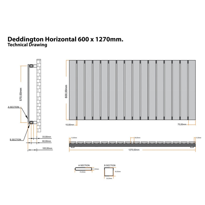 Eastbrook Deddington Single Horizontal Designer Radiator - Matt Cobalt Blue