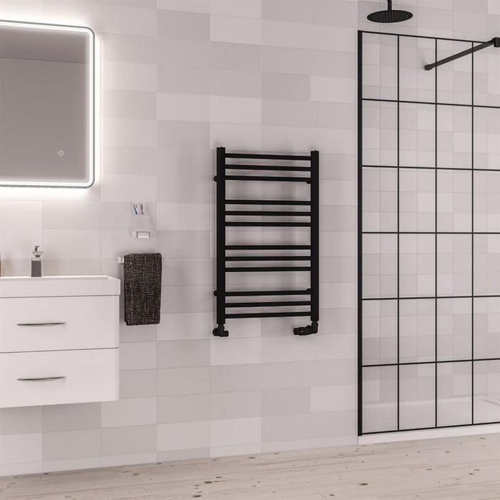 Eastbrook Coronium Round Vertical Straight Heated Towel Rail - Matt Black