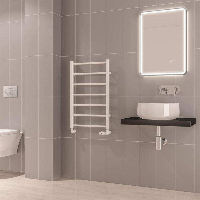 Eastbrook Tuscan Round Vertical Straight Heated Towel Rail - Gloss White