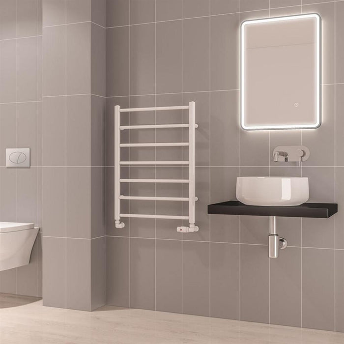 Eastbrook Tuscan Round Vertical Straight Heated Towel Rail - Gloss White