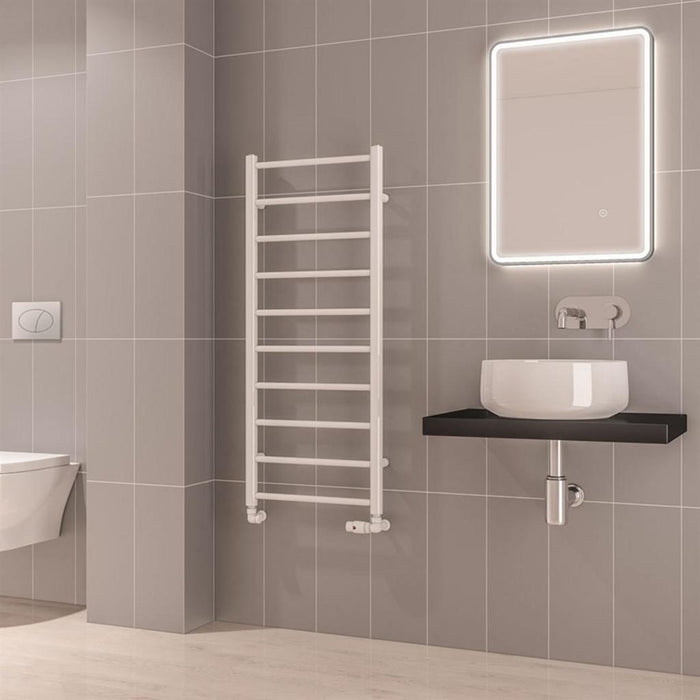 Eastbrook Tuscan Round Vertical Straight Heated Towel Rail - Gloss White