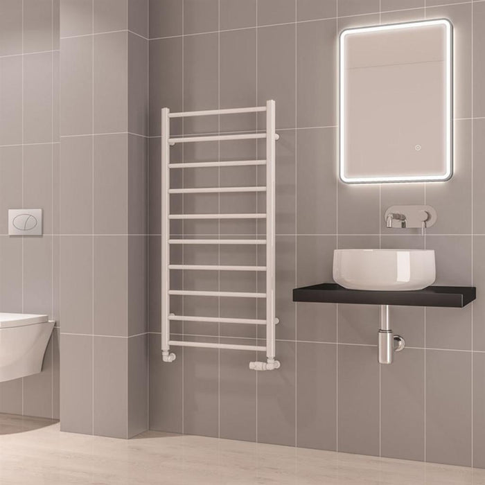 Eastbrook Tuscan Round Vertical Straight Heated Towel Rail - Gloss White