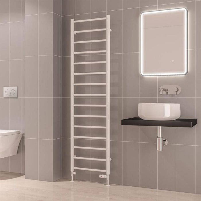 Eastbrook Tuscan Round Vertical Straight Heated Towel Rail - Gloss White