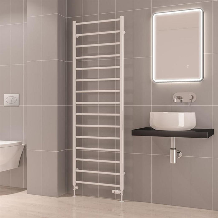 Eastbrook Tuscan Round Vertical Straight Heated Towel Rail - Gloss White