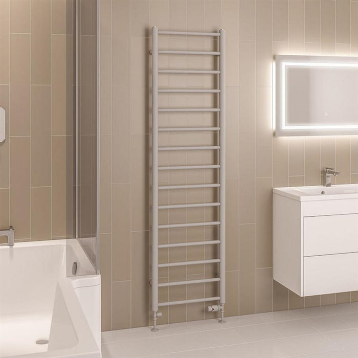 Eastbrook Tuscan Round Vertical Straight Heated Towel Rail - Matt Grey