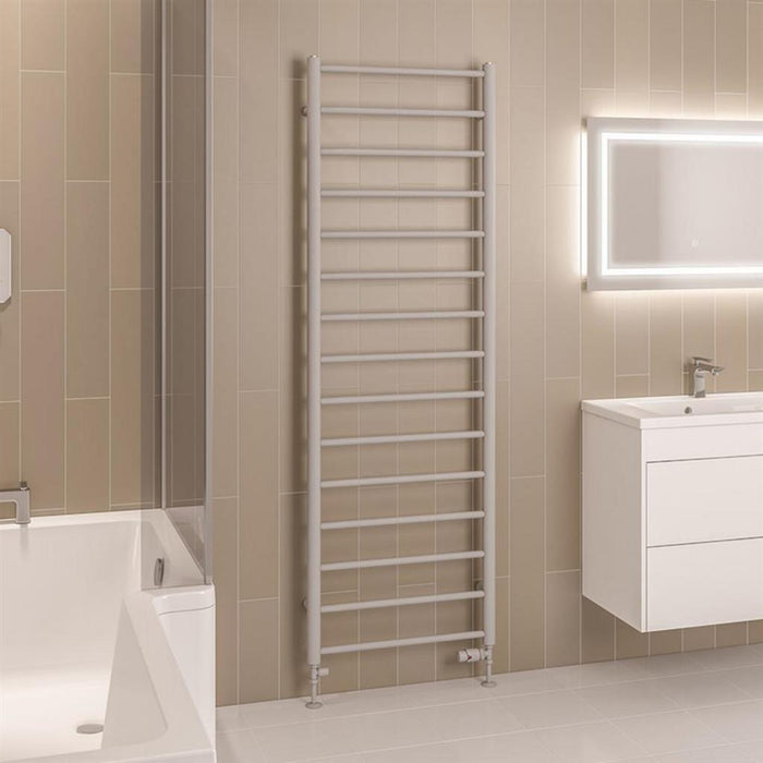 Eastbrook Tuscan Round Vertical Straight Heated Towel Rail - Matt Grey