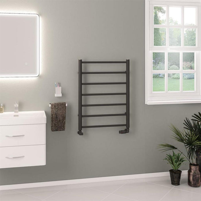 Eastbrook Tuscan Round Vertical Straight Heated Towel Rail - Matt Anthracite