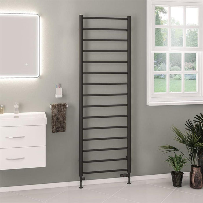Eastbrook Tuscan Round Vertical Straight Heated Towel Rail - Matt Anthracite