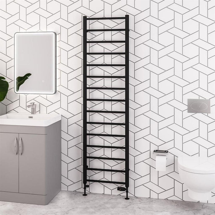 Eastbrook Tuscan Round Vertical Straight Heated Towel Rail - Matt Black