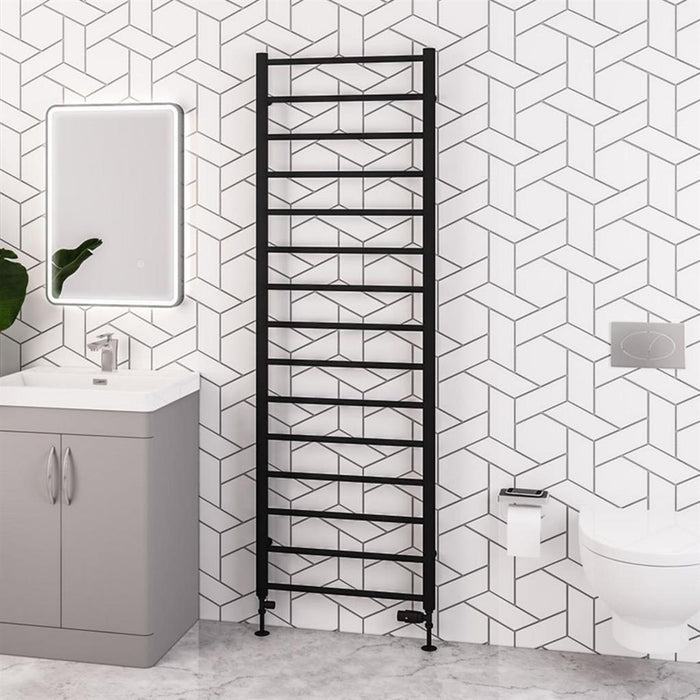 Eastbrook Tuscan Round Vertical Straight Heated Towel Rail - Matt Black
