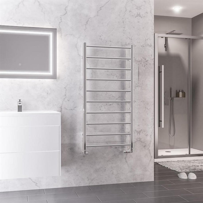 Eastbrook Tuscan Round Vertical Straight Heated Towel Rail - Chrome