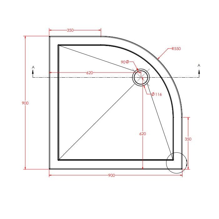 Eastbrook Corsair Anti-Slip Quadrant Shower Tray - White