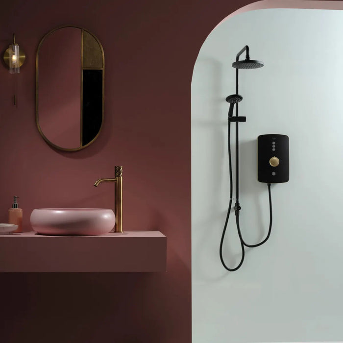 Triton Amala DuElec 9.5kW Electric Shower - Black/Brushed Brass