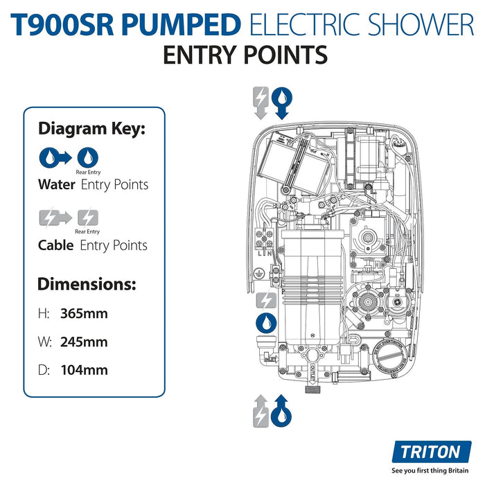 Triton T900PSR 9kW Pumped Electric Shower - White