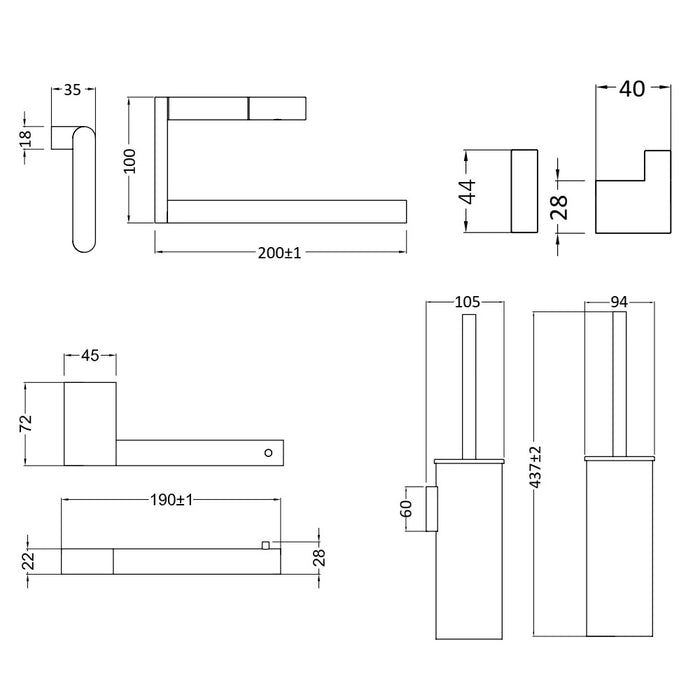 Crosswater MPRO Wall Mounted Accessory Set