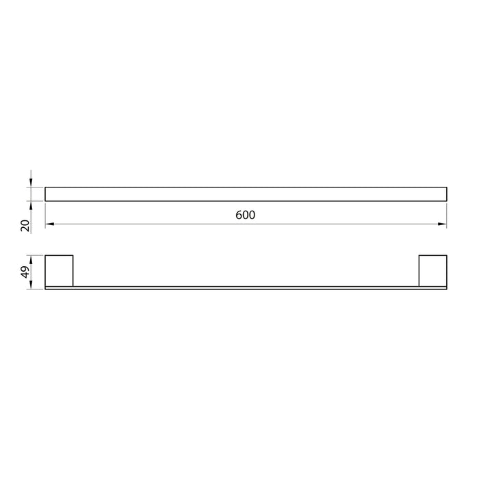 Scudo Alpha Towel Bar - 600mm - Chrome
