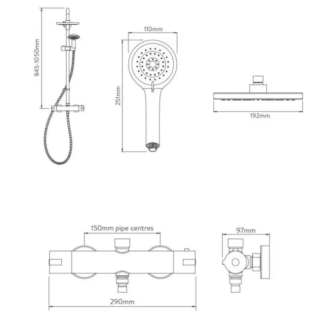 Aqualisa AQ Dual Outlet Thermostatic Round Bar Valve Mixer Shower with Cool Touch