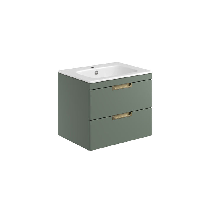 Scudo Aubrey 2 Drawer Wall Hung Vanity Unit with Basin & Pair of Handles