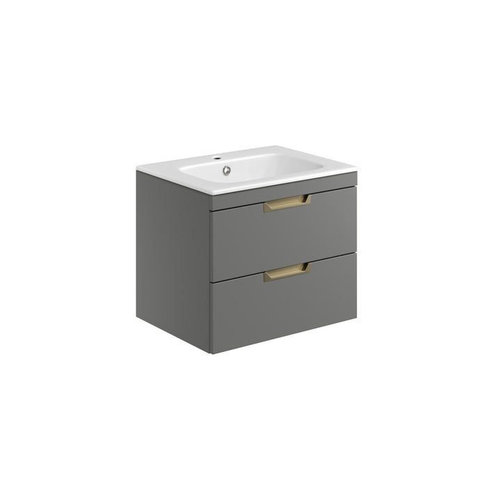 Scudo Aubrey 2 Drawer Wall Hung Vanity Unit with Basin & Pair of Handles