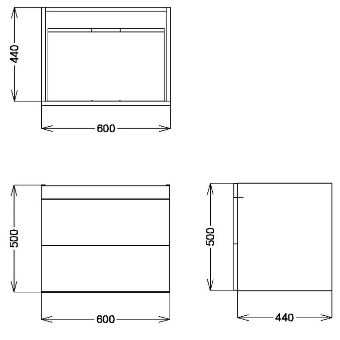Scudo Aubrey 2 Drawer Wall Hung Vanity Unit with Basin & Pair of Handles