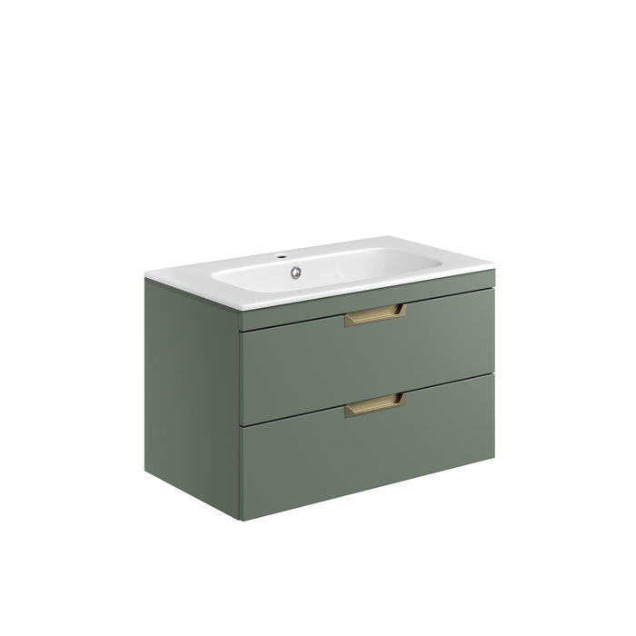 Scudo Aubrey 2 Drawer Wall Hung Vanity Unit with Basin & Pair of Handles