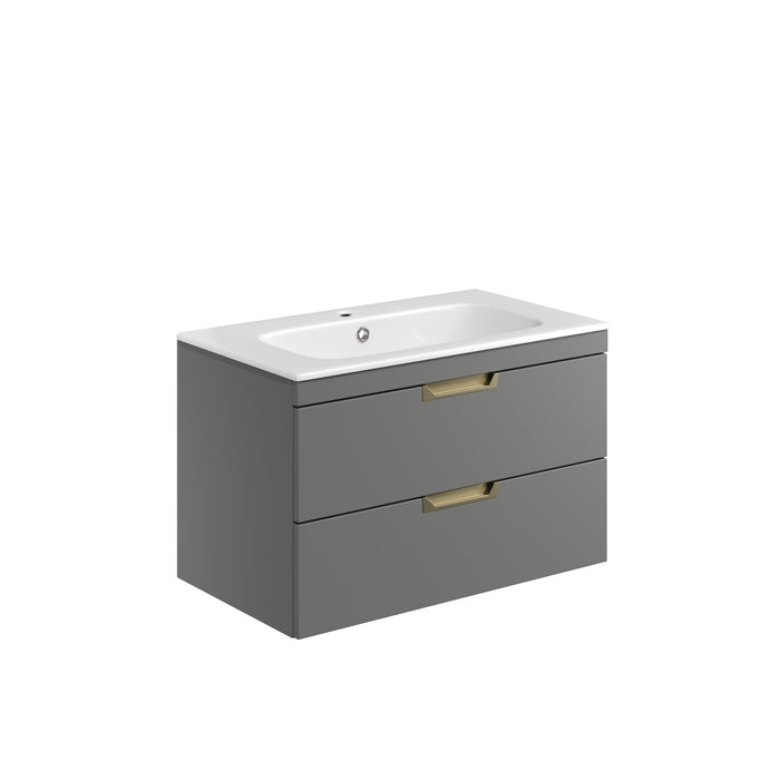Scudo Aubrey 2 Drawer Wall Hung Vanity Unit with Basin & Pair of Handles
