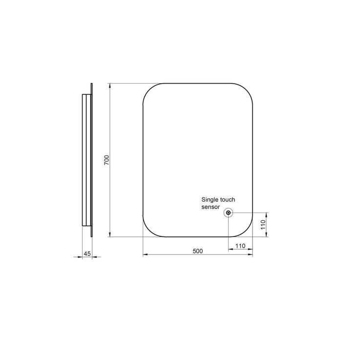 Scudo Aura Rectangular Illuminated Backlit LED Mirror with Demister Pad & Shaver Socket