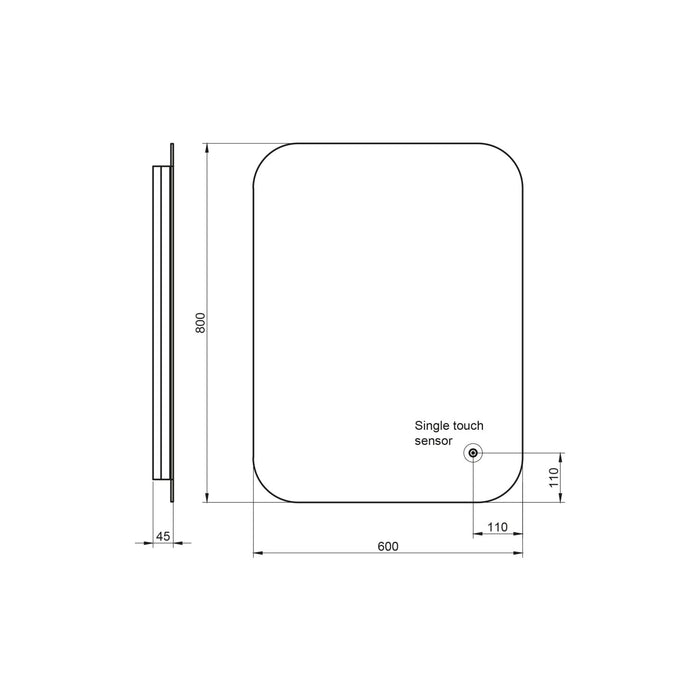 Scudo Aura Rectangular Illuminated Backlit LED Mirror with Demister Pad & Shaver Socket