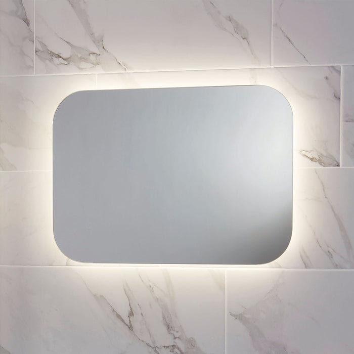 Scudo Aura Rectangular Illuminated Backlit LED Mirror with Demister Pad & Shaver Socket
