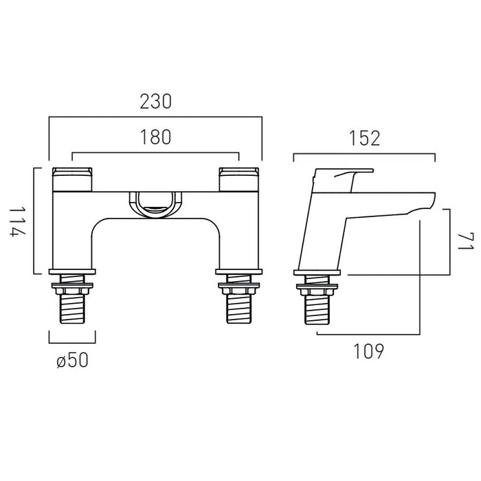 Vado Ava Deck Mounted Bath Filler Tap - Chrome