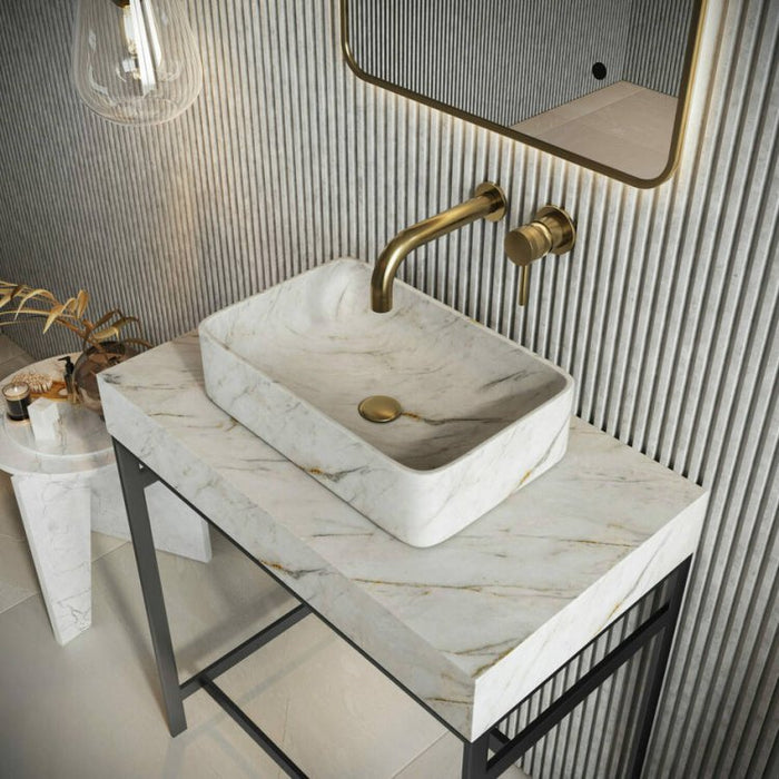 Scudo Sanctuary Marble Rectangular Countertop Basin - 420mm  Wide