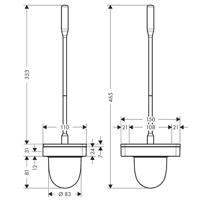 AXOR Universal Softsquare Toilet Brush Holder Wall-Mounted Chrome