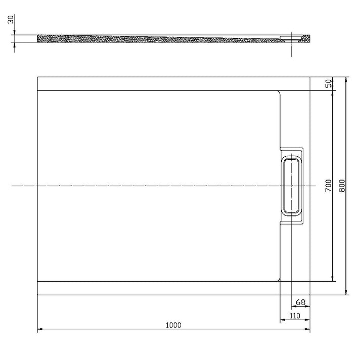 Scudo Azura Slate Rectangular Shower Tray with Integrated Waste - Matt White