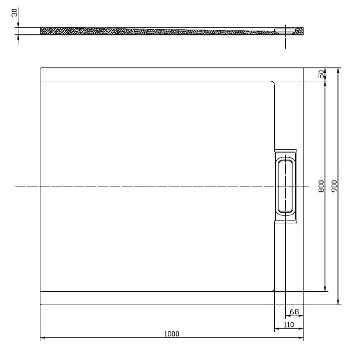 Scudo Azura Slate Rectangular Shower Tray with Integrated Waste - Matt White