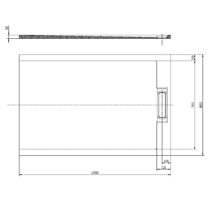 Scudo Azura Slate Rectangular Shower Tray with Integrated Waste - Matt White