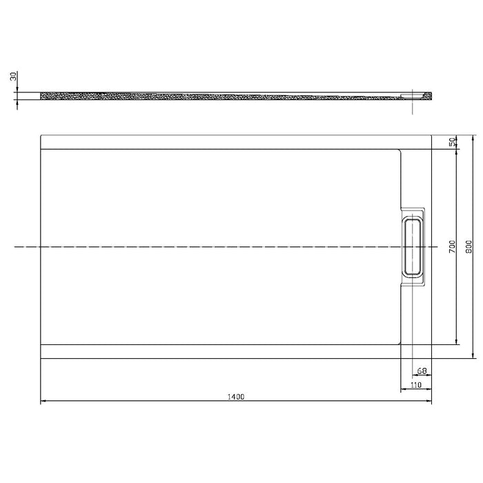 Scudo Azura Slate Rectangular Shower Tray with Integrated Waste - Matt White